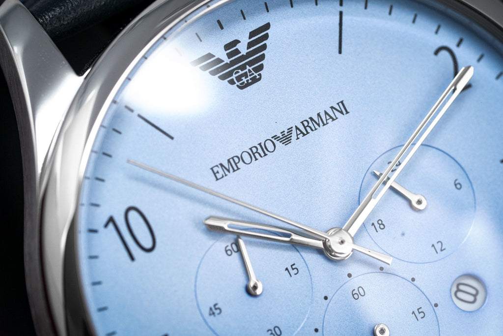 Emporio Armani Chronograph Blue Dial Blue Leather Strap Watch For Men - AR1889 Buy Now By Emporio Armani