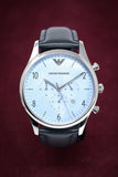 Emporio Armani Chronograph Blue Dial Blue Leather Strap Watch For Men - AR1889 Buy Now By Emporio Armani