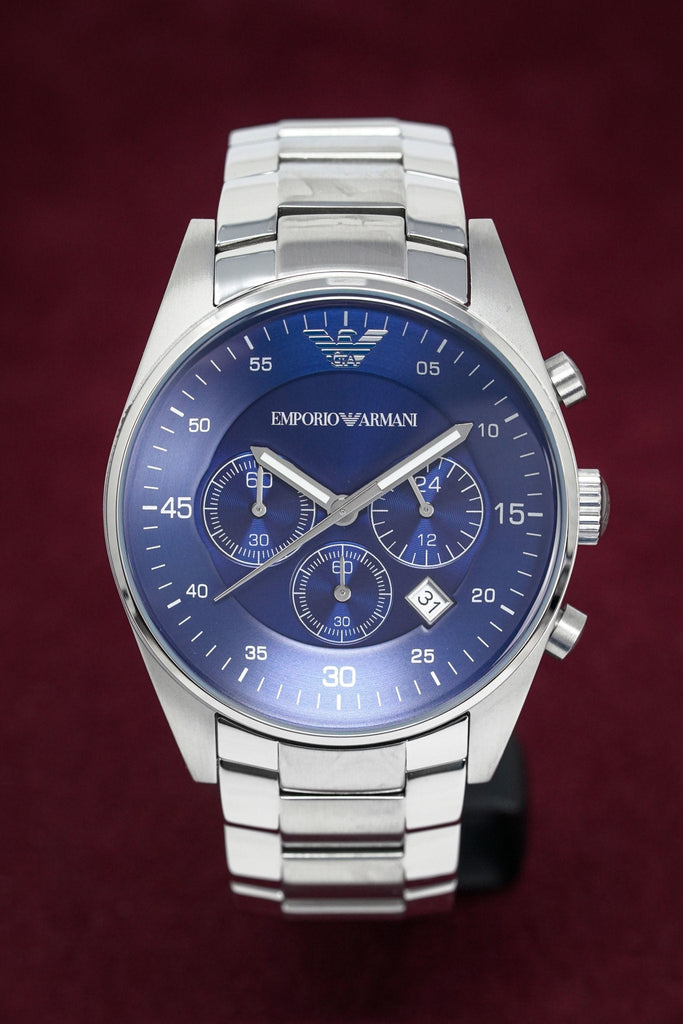 Emporio Armani Sportivo Chronograph Blue Dial Silver Steel Strap Watch For Men - AR5860 Buy Now By Emporio Armani
