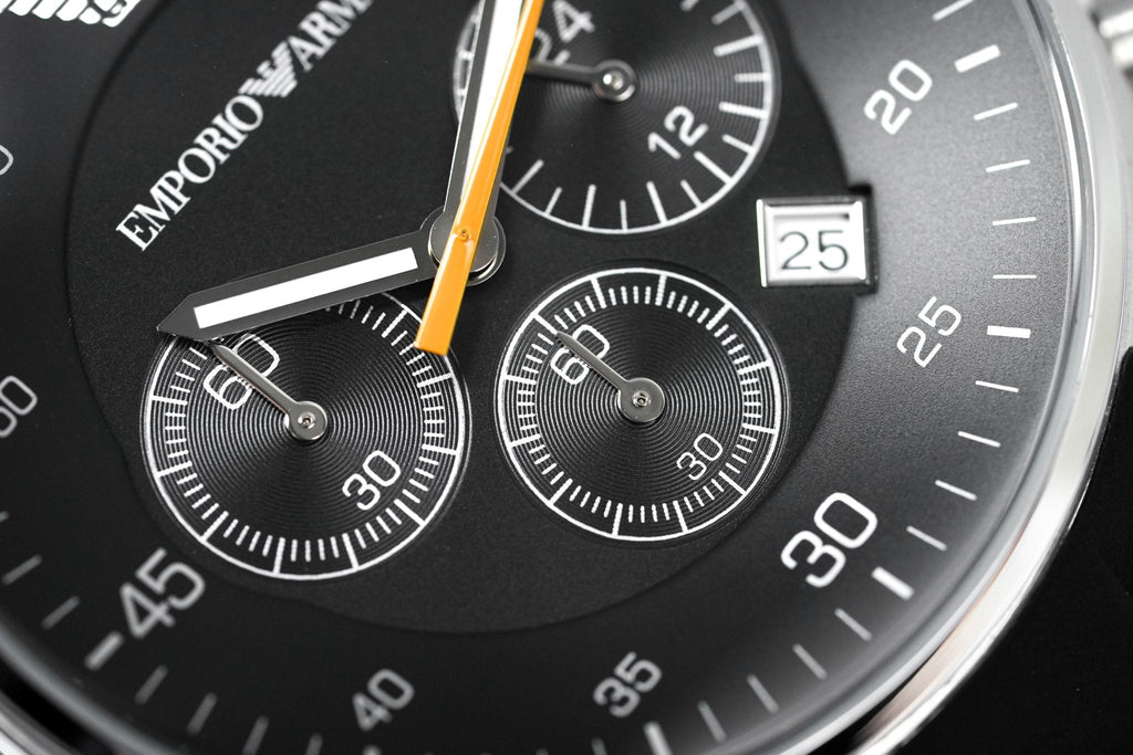 Emporio Armani Sportivo Chronograph Black Dial Black Strap Watch For Men - AR5858 Buy Now By Emporio Armani