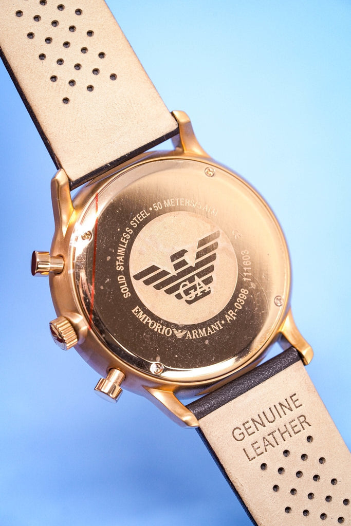 Emporio Armani Gianni Classic Chronograph White Dial Brown Leather Strap Watch For Men - AR0398 Buy Now By Emporio Armani