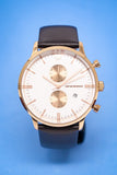 Emporio Armani Gianni Classic Chronograph White Dial Brown Leather Strap Watch For Men - AR0398 Buy Now By Emporio Armani