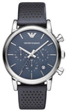 Emporio Armani Luigi Chronograph Blue Dial Black Leather Strap Watch For Men - AR1736 Buy Now By Emporio Armani