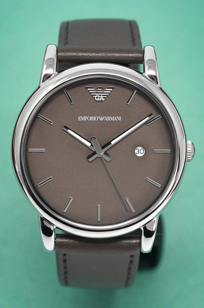 Emporio Armani Classic Quartz Grey Dial Grey Leather Strap Watch For Men - AR1730 Buy Now By Emporio Armani