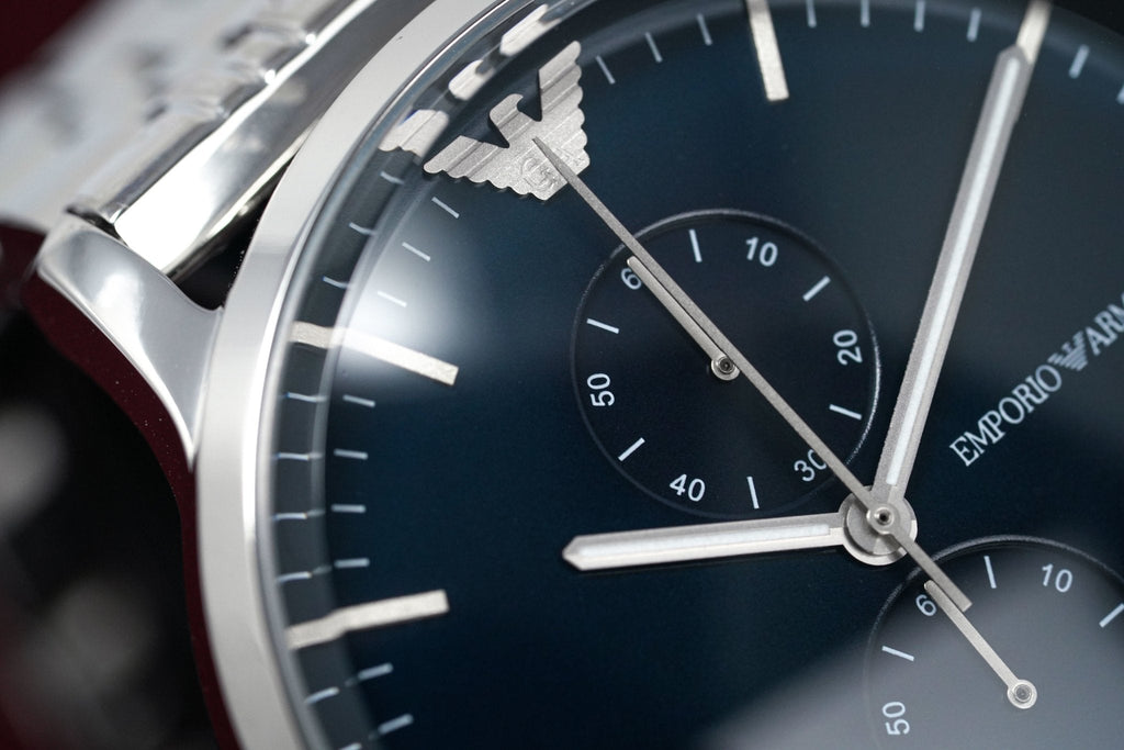 Emporio Armani Gianni Chronograph Blue Dial Silver Steel Strap Watch For Men - AR80013 Buy Now By Emporio Armani