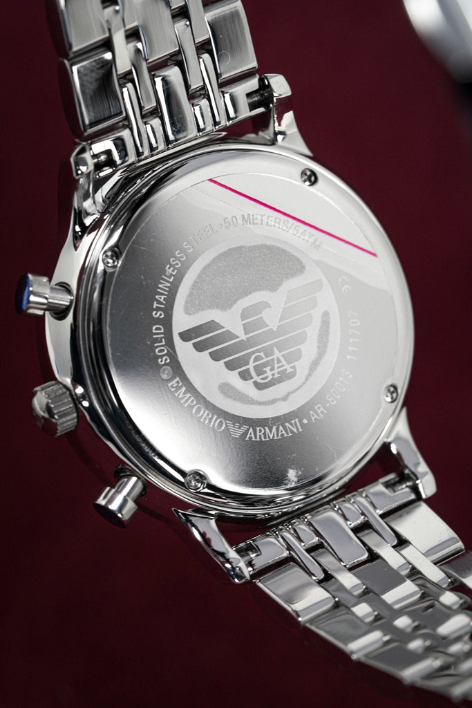 Emporio Armani Gianni Chronograph Blue Dial Silver Steel Strap Watch For Men - AR80013 Buy Now By Emporio Armani