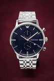 Emporio Armani Gianni Chronograph Blue Dial Silver Steel Strap Watch For Men - AR1648 Buy Now By Emporio Armani
