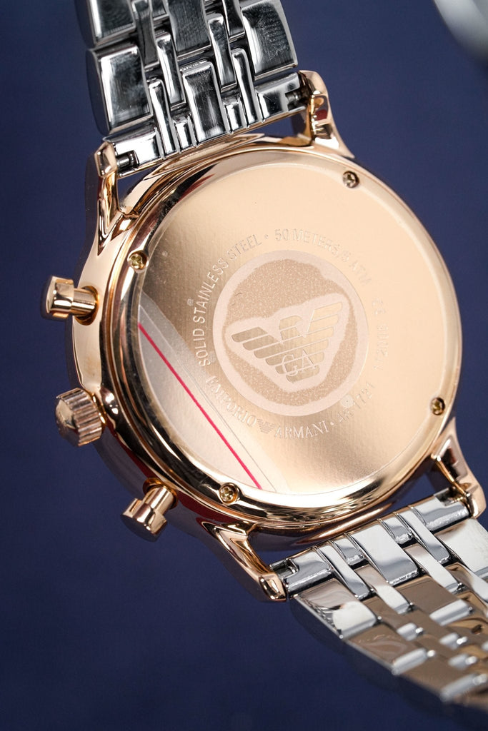 Emporio Armani Gianni Chronograph Grey Dial Two Tone Steel Strap Watch For Men - AR1721 Buy Now By Emporio Armani