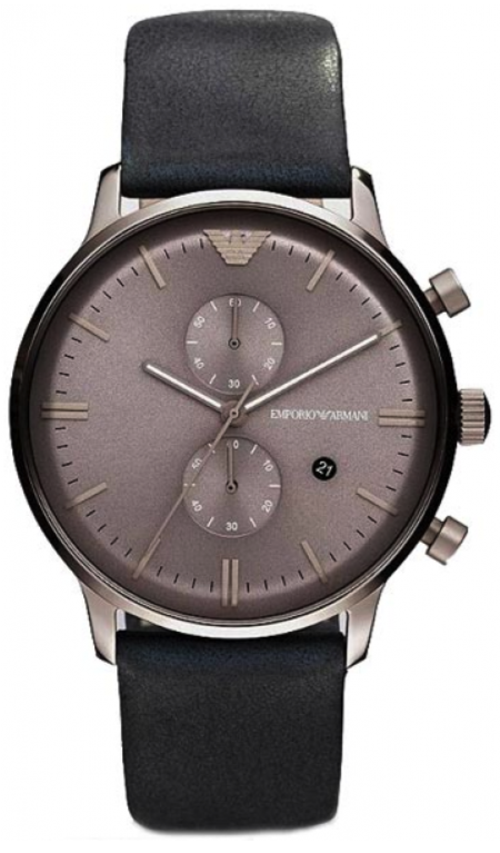 Emporio Armani Classic Grey Dial Grey Leather Strap Watch For Men - AR0388 Buy Now By Emporio Armani