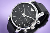 Emporio Armani Classic Chronograph Black Dial Black Leather Strap Watch For Men - AR1733 Buy Now By Emporio Armani