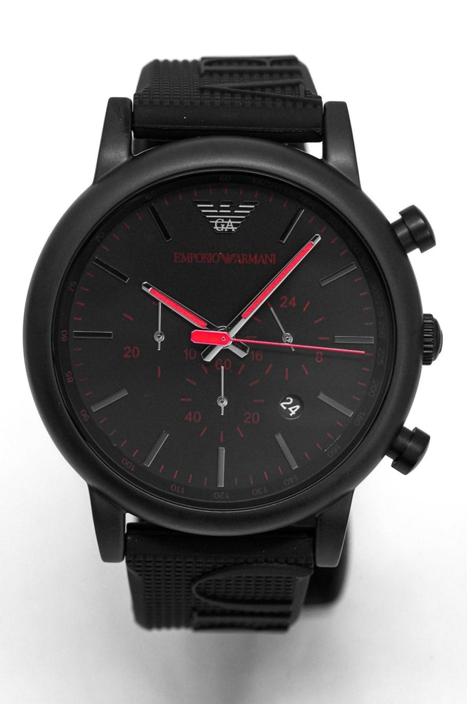 Emporio Armani Luigi Chronograph Black Dial Black Rubber Strap Watch For Men - AR11024 Buy Now By Emporio Armani