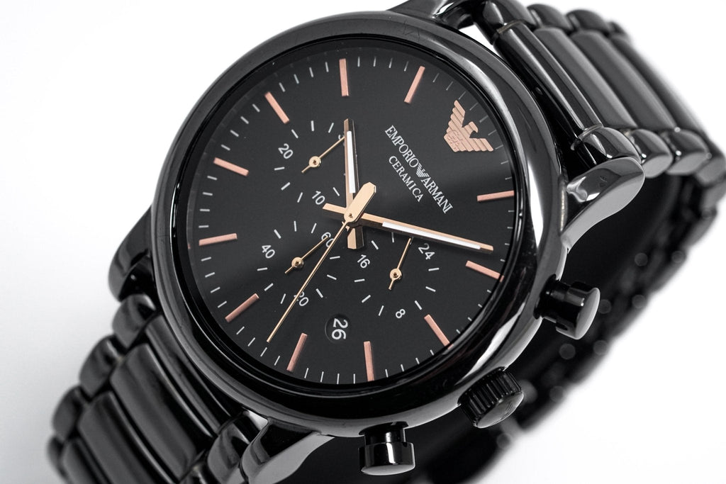 Emporio Armani Luigi Ceramic Chronograph Black Dial Black Strap Watch For Men - AR1509 Buy Now By Emporio Armani