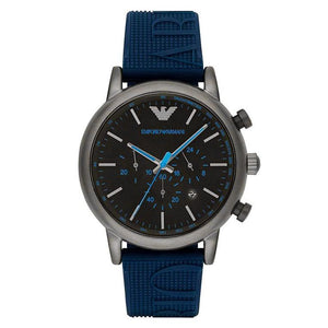 Emporio Armani Luigi Chronograph Black Dial Blue Rubber Strap Watch For Men - AR11023 Buy Now By Emporio Armani