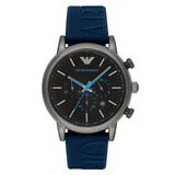 Emporio Armani Luigi Chronograph Black Dial Blue Rubber Strap Watch For Men - AR11023 Buy Now By Emporio Armani