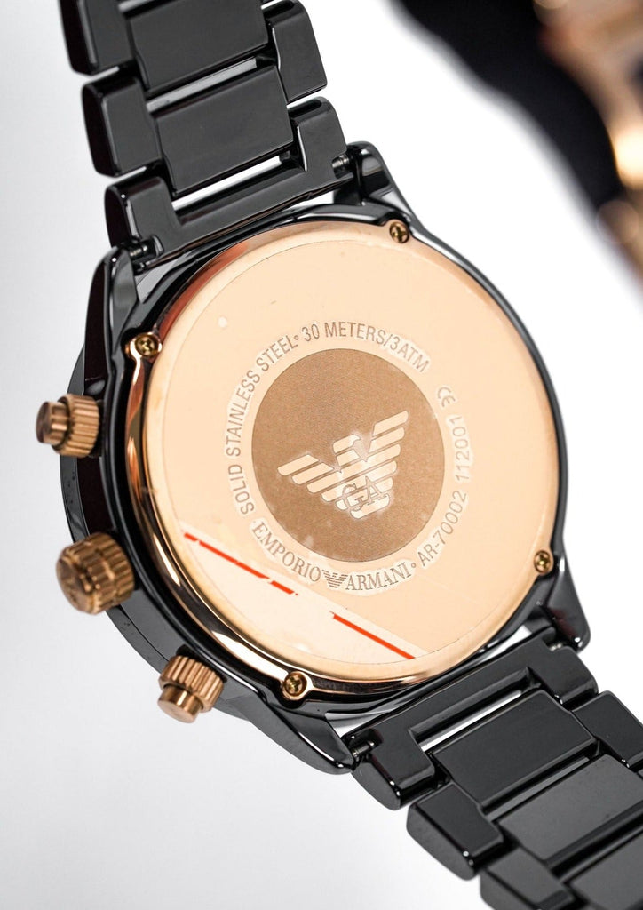 Emporio Armani Mario Ceramic Chronograph Black Dial Black Steel Strap Watch For Men - AR70002 Buy Now By Emporio Armani