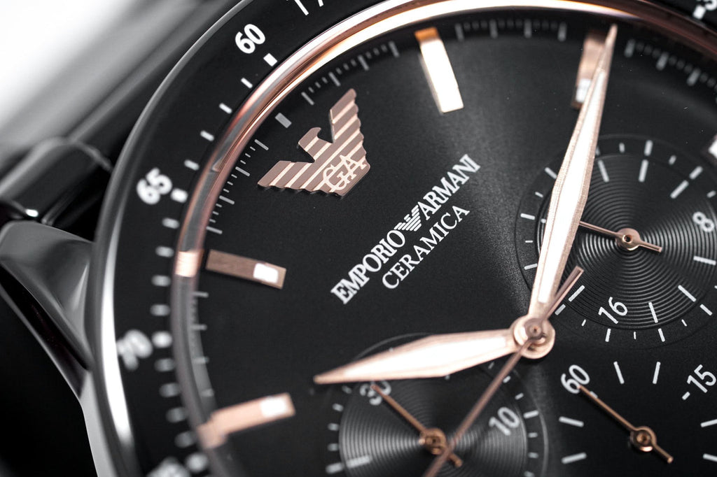 Emporio Armani Mario Ceramic Chronograph Black Dial Black Steel Strap Watch For Men - AR70002 Buy Now By Emporio Armani