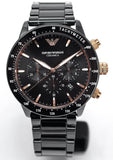 Emporio Armani Mario Ceramic Chronograph Black Dial Black Steel Strap Watch For Men - AR70002 Buy Now By Emporio Armani