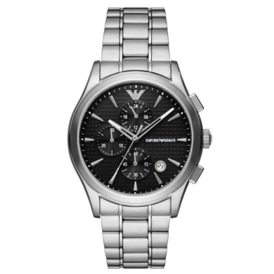 Emporio Armani Paolo Chronograph Black Dial Silver Steel Strap Watch For Men - AR11602 Buy Now By Emporio Armani