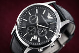 Emporio Armani Renato Chronograph Black Dial Black Leather Strap Watch For Men - AR2447 Buy Now By Emporio Armani