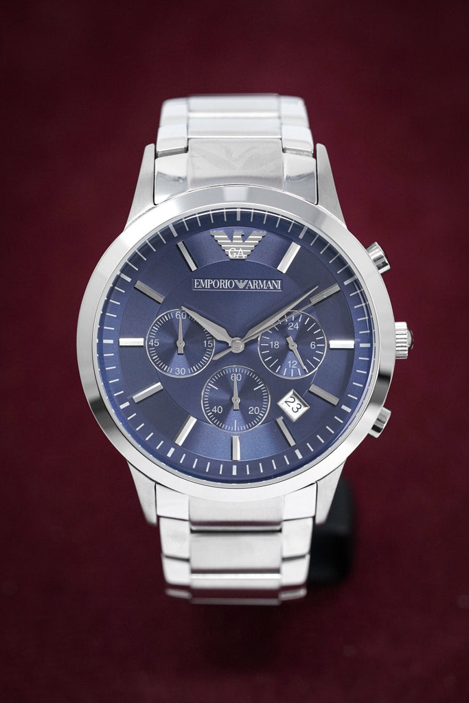 Emporio Armani Renato Chronograph Blue Dial Silver Steel Strap Watch For Men - AR2448 Buy Now By Emporio Armani