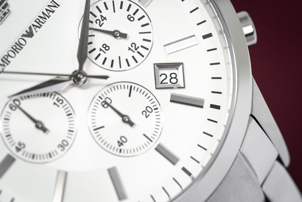 Emporio Armani Renato Chronograph Cream Dial Silver Steel Strap Watch For Men - AR2458 Buy Now By Emporio Armani