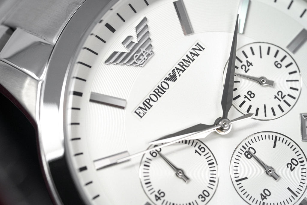 Emporio Armani Renato Chronograph Cream Dial Silver Steel Strap Watch For Men - AR2458 Buy Now By Emporio Armani