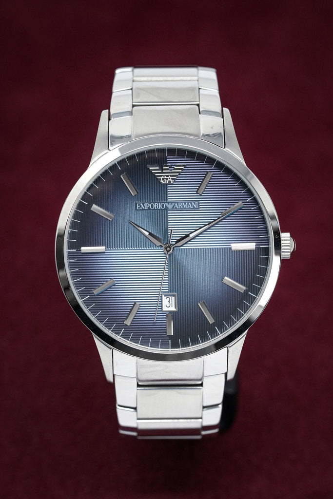 Emporio Armani Renato Blue Dial Silver Steel Strap Watch For Men - AR2472 Buy Now By Emporio Armani