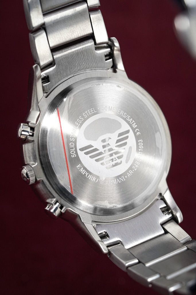 Emporio Armani Renato Chronograph Blue Dial Silver Steel Strap Watch For Men - AR2486 Buy Now By Emporio Armani