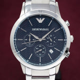 Emporio Armani Renato Chronograph Blue Dial Silver Steel Strap Watch For Men - AR2486 Buy Now By Emporio Armani