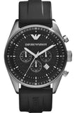 Emporio Armani Sportivo Chronograph Black Dial Black Rubber Strap Watch For Men - AR0527 Buy Now By Emporio Armani