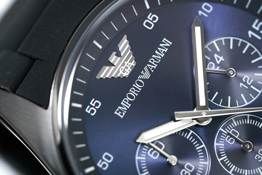 Emporio Armani Sportivo Chronograph Blue Dial Black Strap Watch For Men - AR5921 Buy Now By Emporio Armani