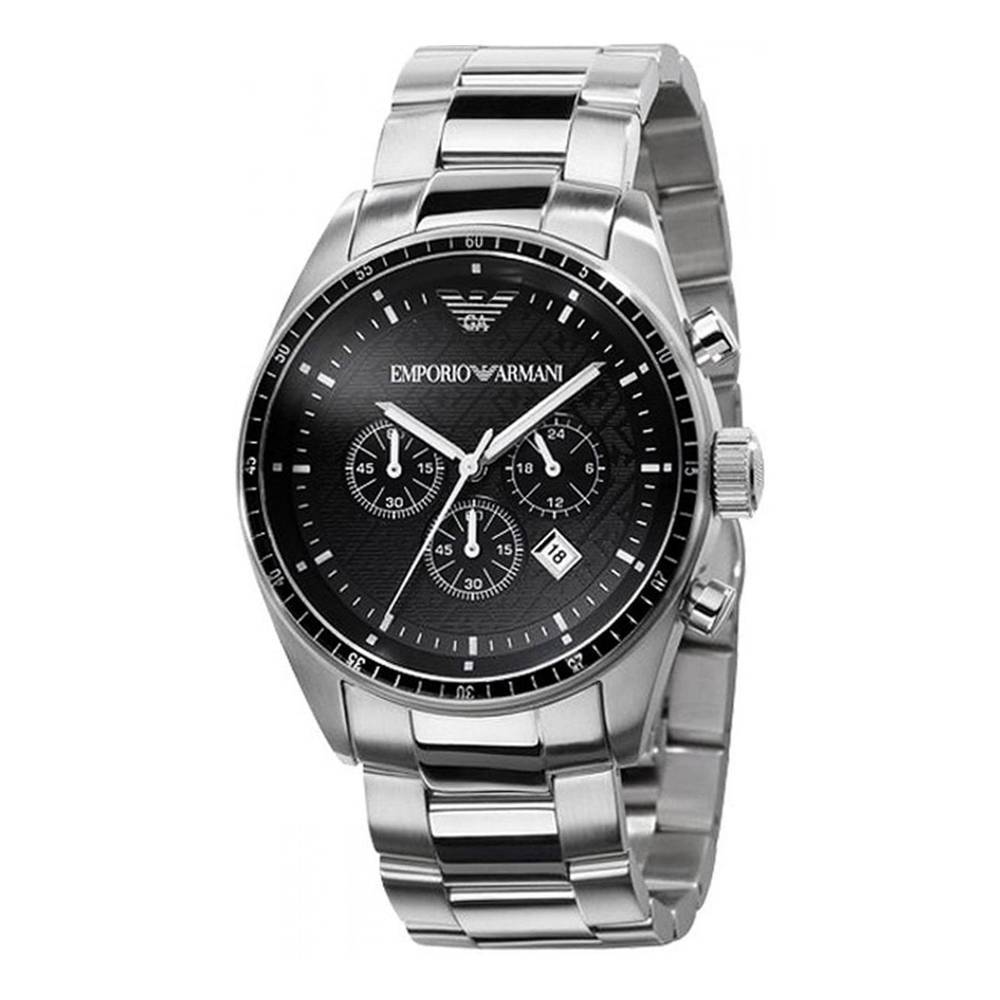 Emporio Armani Sportivo Chronograph Black Dial Silver Stainless Steel Watch For Men - AR0585 Buy Now By Emporio Armani