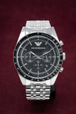 Emporio Armani Tazio Chronograph Black Dial Silver Steel Strap Watch For Men - AR5988 Buy Now By Emporio Armani