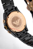 Emporio Armani Valente Ceramica Chronograph Black Dial Black Steel Strap Watch For Men - AR1410 Buy Now By Emporio Armani