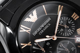 Emporio Armani Valente Ceramica Chronograph Black Dial Black Steel Strap Watch For Men - AR1410 Buy Now By Emporio Armani