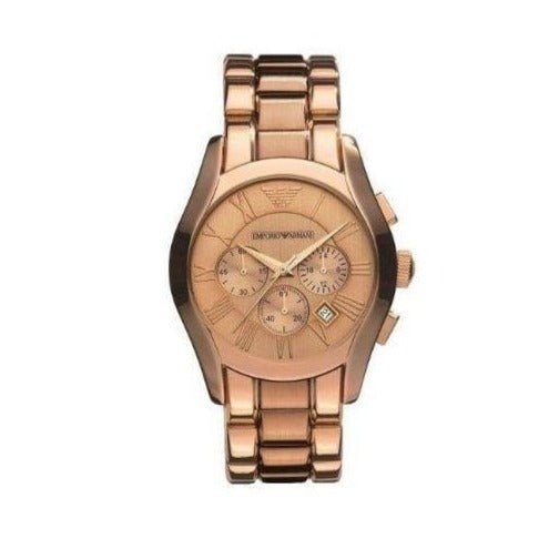 Emporio Armani Valente Chronograph Rose Gold Dial Rose Gold Steel Strap Watch For Men - AR0365 Buy Now By Emporio Armani