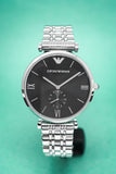 Emporio Armani Retro Black Dial Silver Steel Strap Watch For Men - AR1676 Buy Now By Emporio Armani
