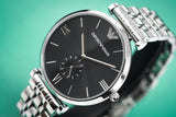 Emporio Armani Retro Black Dial Silver Steel Strap Watch For Men - AR1676 Buy Now By Emporio Armani