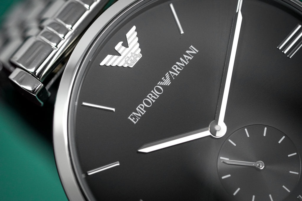 Emporio Armani Retro Black Dial Silver Steel Strap Watch For Men - AR1676 Buy Now By Emporio Armani
