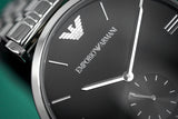 Emporio Armani Retro Black Dial Silver Steel Strap Watch For Men - AR1676 Buy Now By Emporio Armani