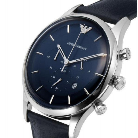 Emporio Armani Lambda Chronograph Blue Dial Blue Leather Strap Watch For Men - AR11018 Buy Now By Emporio Armani