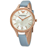Emporio Armani Aurora Quartz Mother of Pearl White Dial Blue Leather Strap Watch For Women - AR11109 Buy Now By Emporio Armani