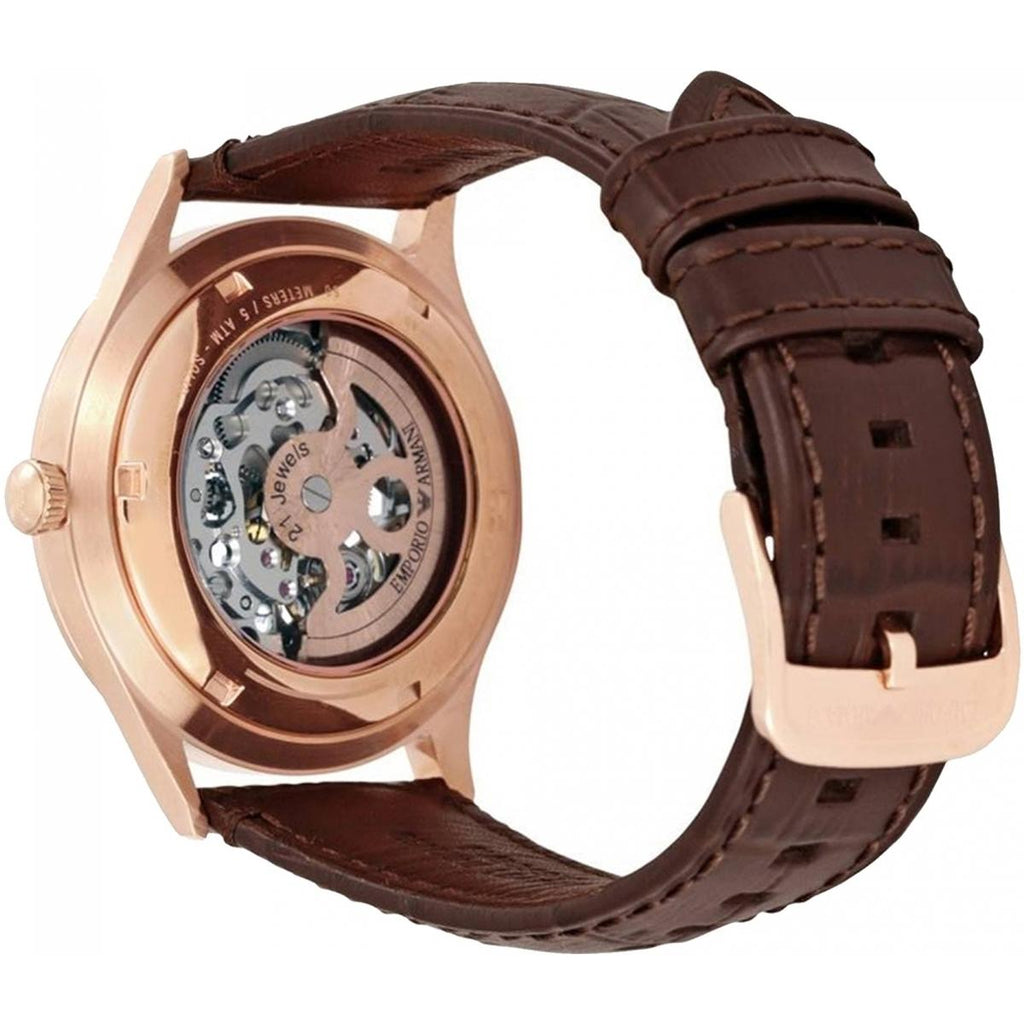 Emporio Armani Meccanico White Dial Brown Leather Strap Watch For Men - AR1920 Buy Now By Emporio Armani