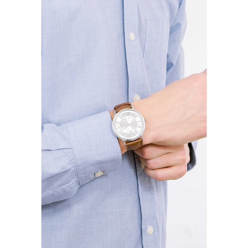 Emporio Armani Renato Quartz Silver Dial Brown Leather Strap Watch For Men - AR11185 Buy Now By Emporio Armani
