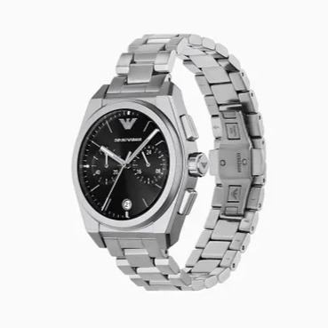 Emporio Armani Federico Chronograph Black Dial Silver Steel Strap Watch For Men - AR11560 Buy Now By Emporio Armani