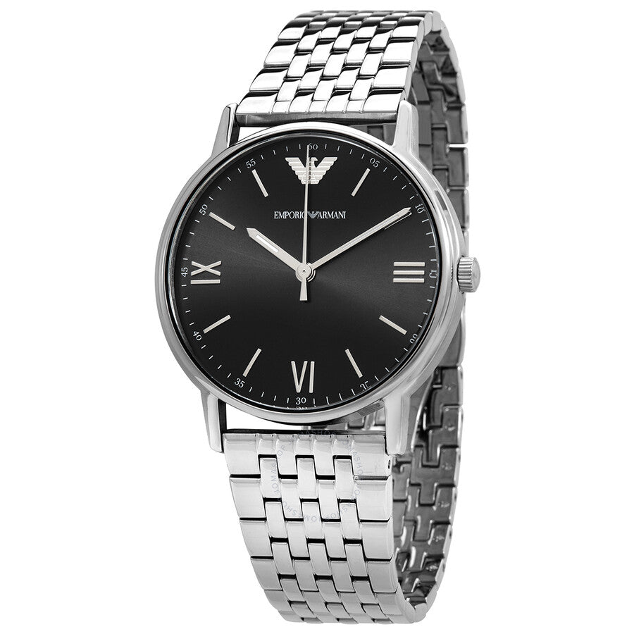 Emporio Armani Kappa Black Dial Silver Steel Strap Watch For Men - AR11152 Buy Now By Emporio Armani