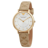 Emporio Armani Kappa Quartz Silver Dial Beige Leather Strap Watch For Women - AR11042 Buy Now By Emporio Armani