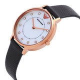 Emporio Armani Kappa Mother of Pearl Dial Black Leather Strap Watch For Women - AR80011 Buy Now By Emporio Armani