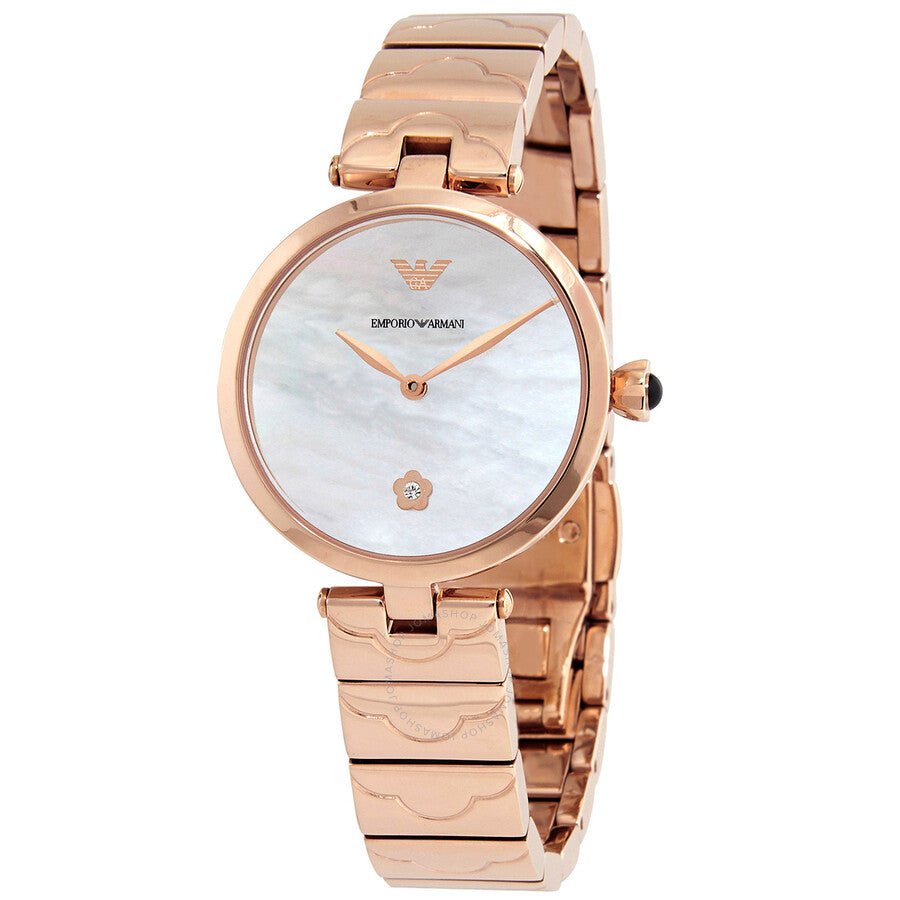Emporio Armani Arianna White Mother of Pearl Dial Rose Gold Steel Strap Watch For Women - AR11236 Buy Now By Emporio Armani