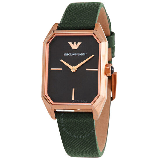 Emporio Armani Gioia Analog Black Mother of Pearl Dial Green Leather Strap Watch For Women - AR11149 Buy Now By Emporio Armani